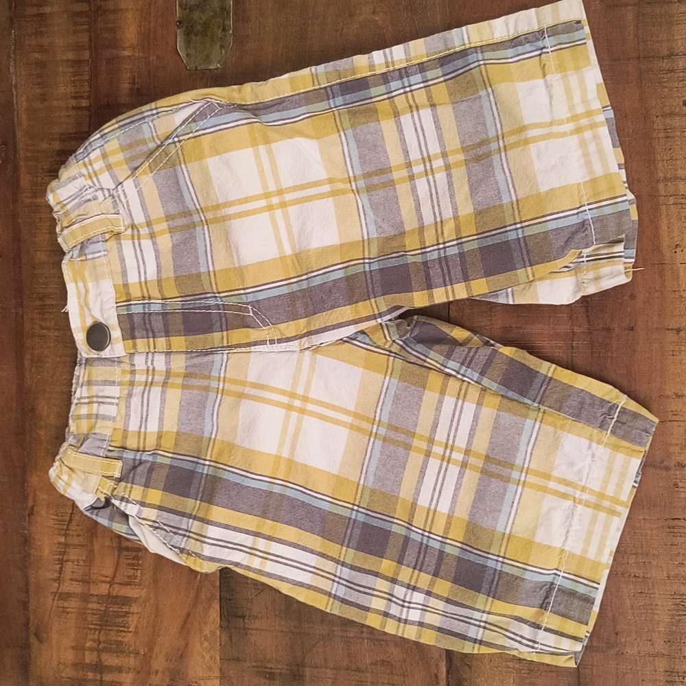 Gymboree yellow/gray plaid shorts 4